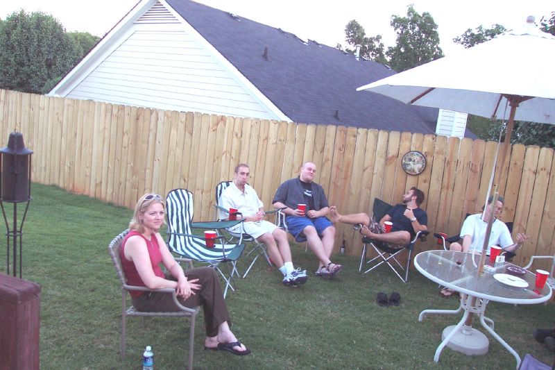 People sitting in the yard