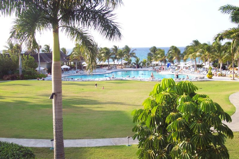 a view of the pool area