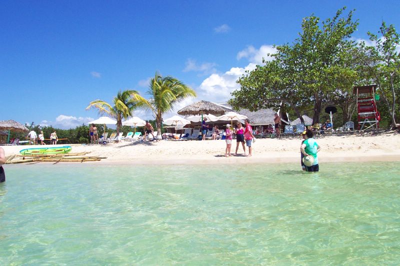 A shot of the beach from the water