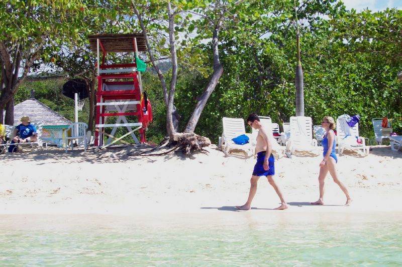 The Demeters walking down the beach
