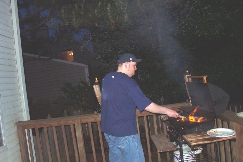 Ben cooking the dinner he didn't get to eat